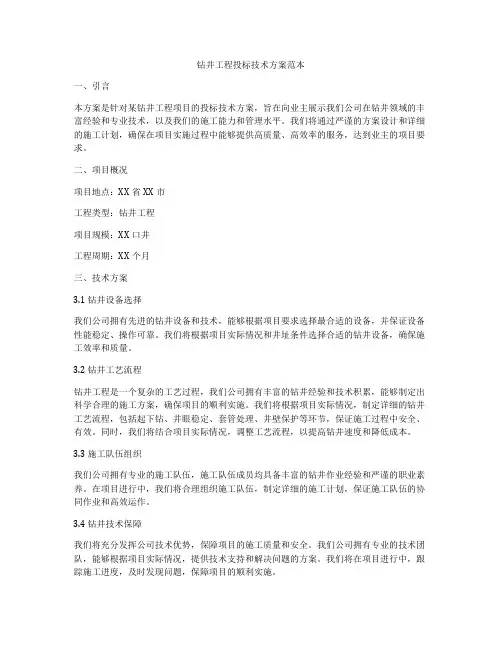 钻井工程投标技术方案范本