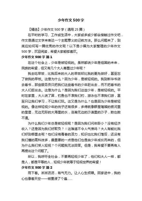 【精选】少年作文500字（通用25篇）