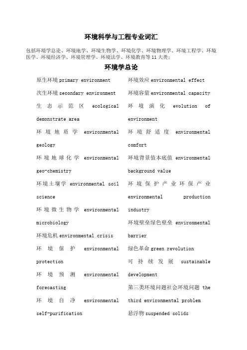 环境科学与工程专业英语词汇必备