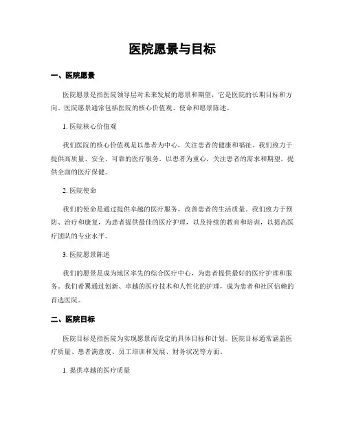 医院愿景与目标