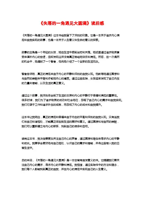 《失落的一角遇见大圆满》读后感