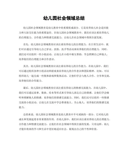 幼儿园社会领域总结