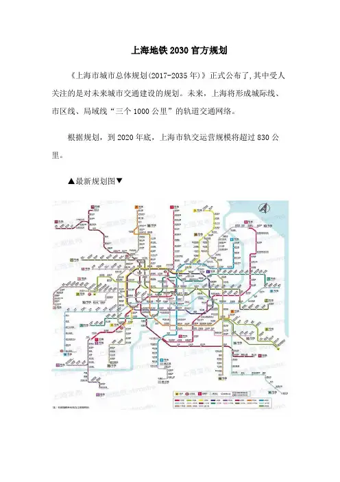上海地铁2030官方规划
