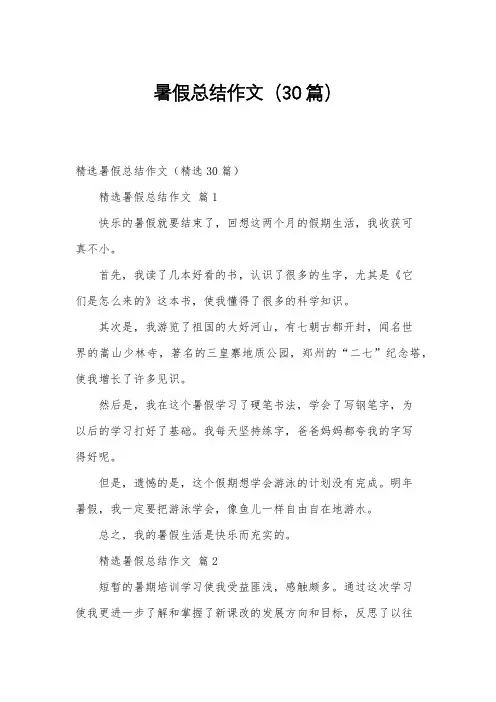 暑假总结作文(30篇)