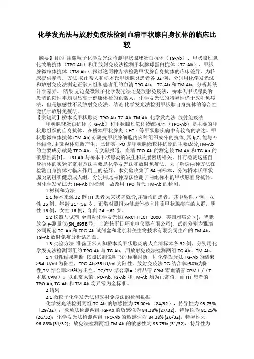 化学发光法与放射免疫法检测血清甲状腺自身抗体的临床比较