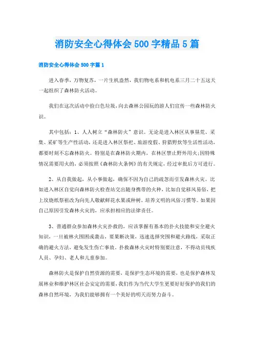 消防安全心得体会500字精品5篇