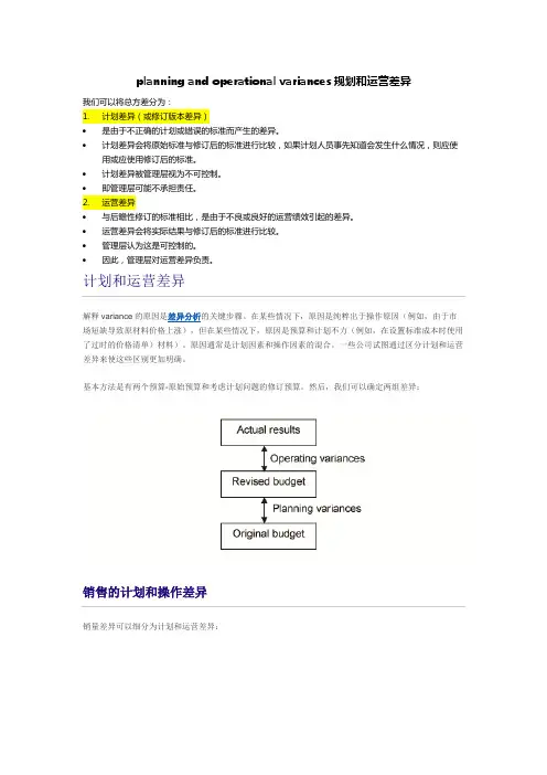 【管理会计知识点整理】planning variance and operating variance