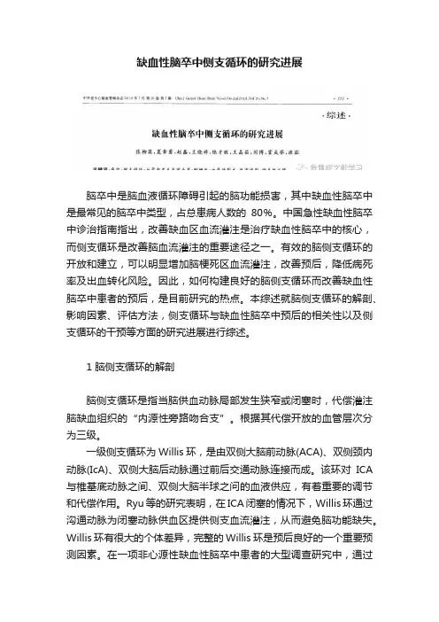 缺血性脑卒中侧支循环的研究进展