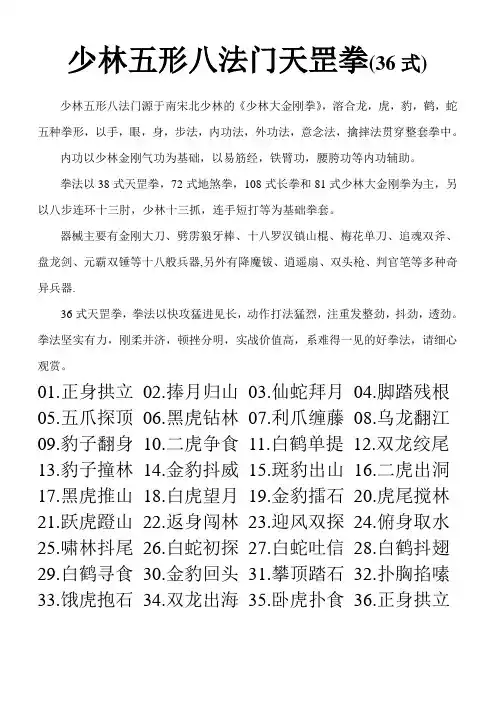 少林五形八法门天罡拳简介