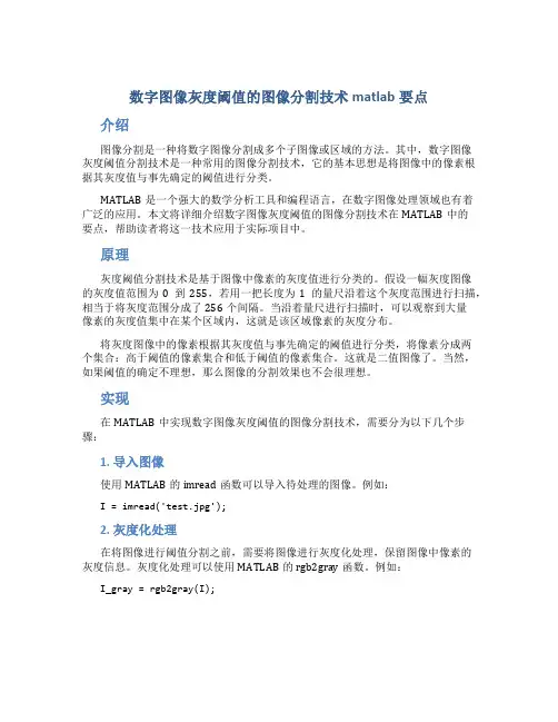 数字图像灰度阈值的图像分割技术matlab要点