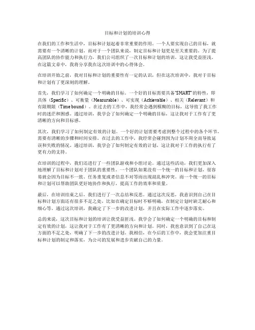 目标和计划的培训心得