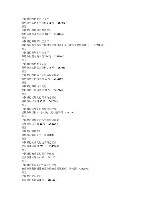 潍坊市中国银行网点