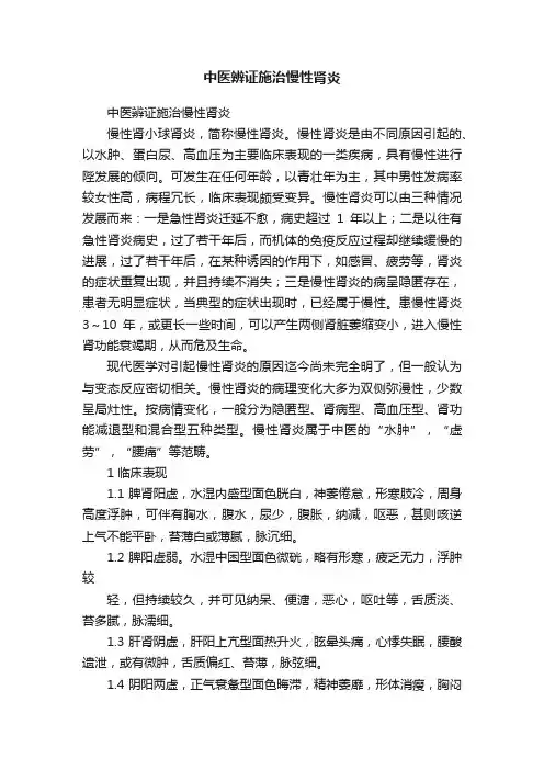 中医辨证施治慢性肾炎