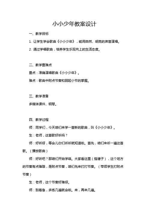 小小少年教案设计