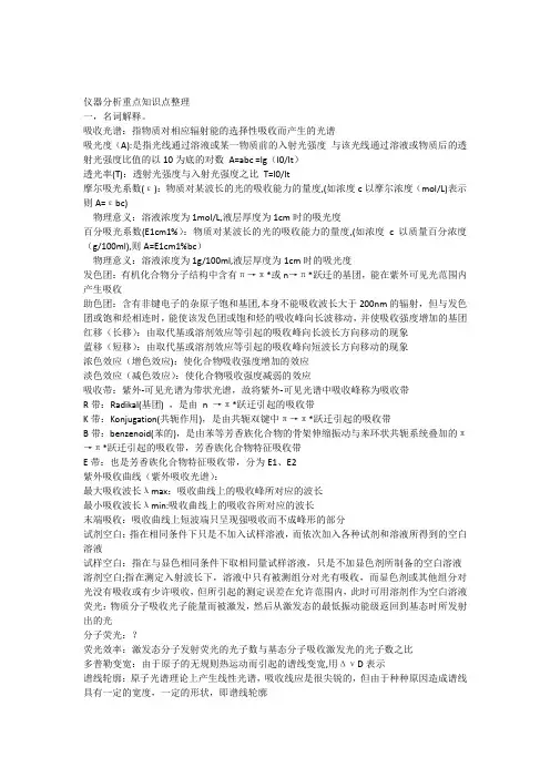 (完整版)仪器分析重点知识点整理