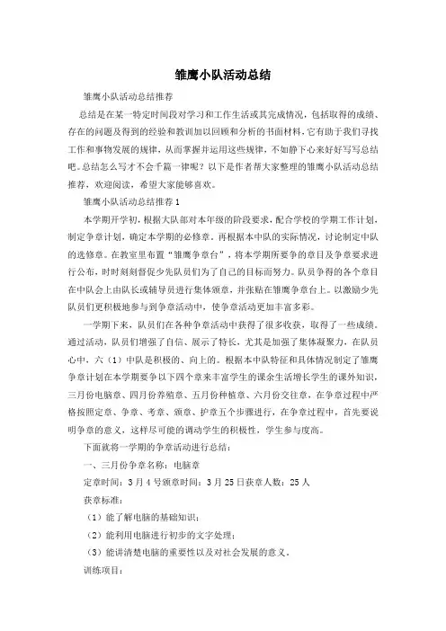 雏鹰小队活动总结