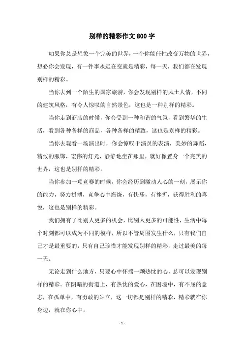 别样的精彩作文800字