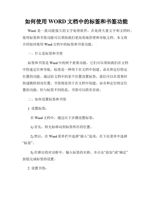 如何使用WORD文档中的标签和书签功能