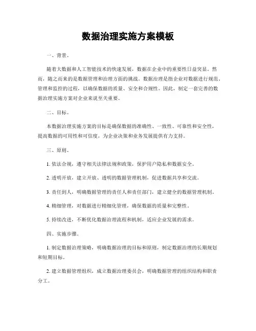 数据治理实施方案模板