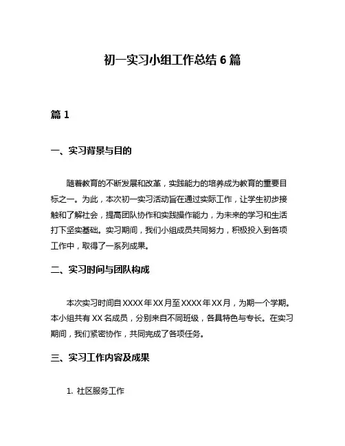 初一实习小组工作总结6篇