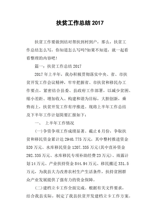 扶贫工作总结2017