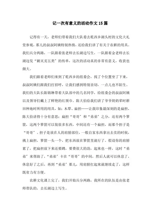 记一次有意义的活动作文15篇精选