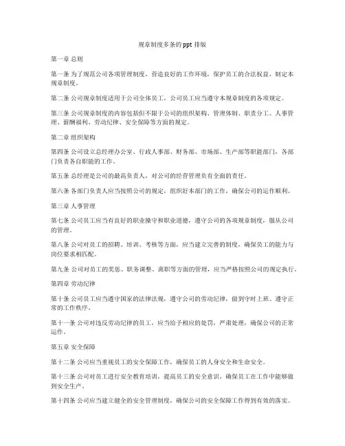 规章制度多条的ppt排版