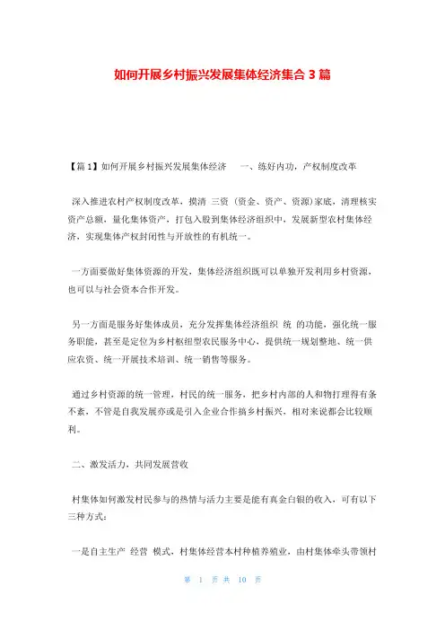 如何开展乡村振兴发展集体经济集合3篇