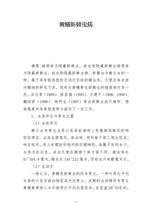 黄鳝新棘虫病            