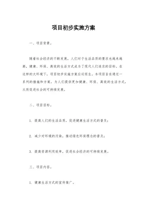 项目初步实施方案