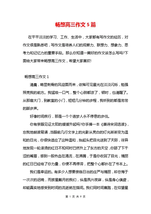 畅想高三作文5篇