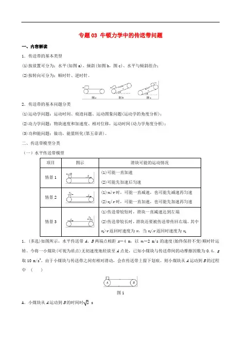 高中物理力学竞赛辅导专题牛顿力学中的传送带问题