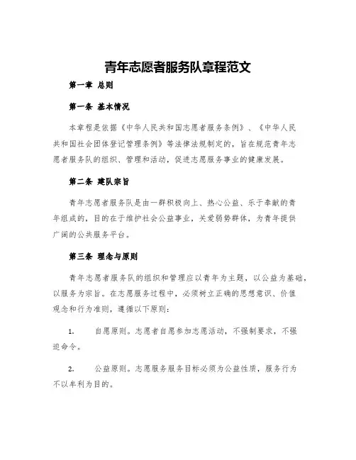 青年志愿者服务队章程范文