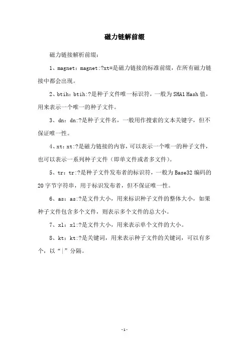 磁力链解前缀