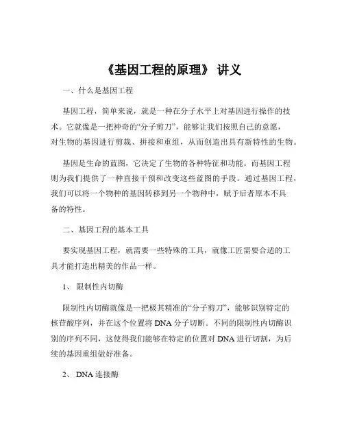 《基因工程的原理》 讲义