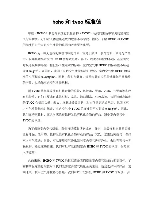 hcho和tvoc标准值
