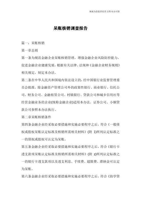 呆账核销调查报告