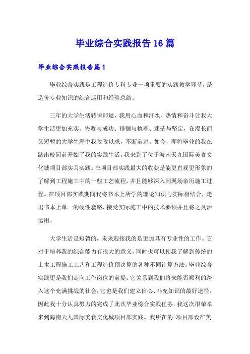 毕业综合实践报告16篇