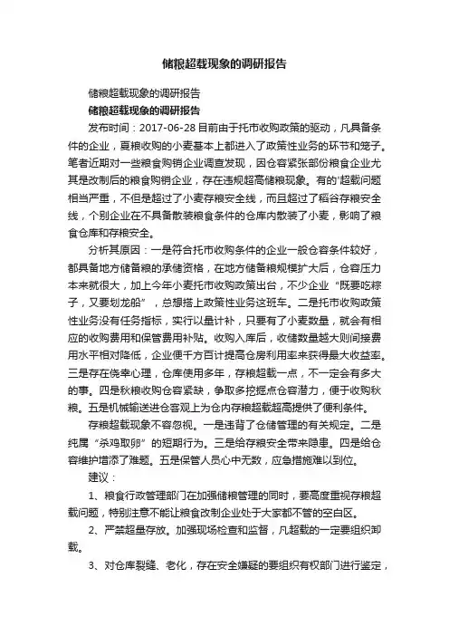 储粮超载现象的调研报告