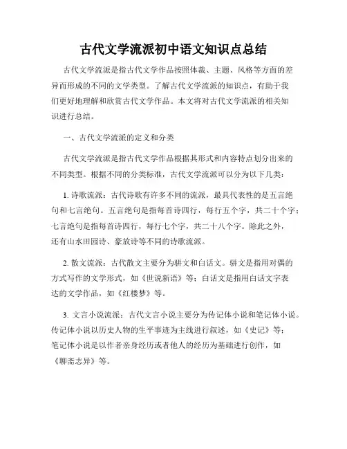 古代文学流派初中语文知识点总结