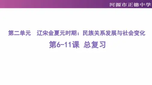 第二单元辽宋夏金元时期总复习（第6-11课）-广东省河源市正德中学人教部编版七年级历史下册课件(共22张PPT)