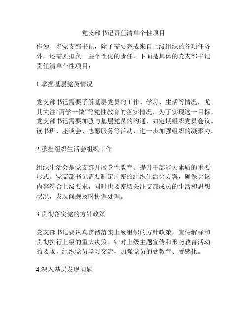 党支部书记责任清单个性项目