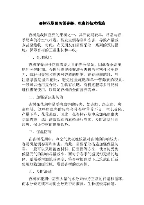 杏树花期预防倒春寒、冻害的技术措施