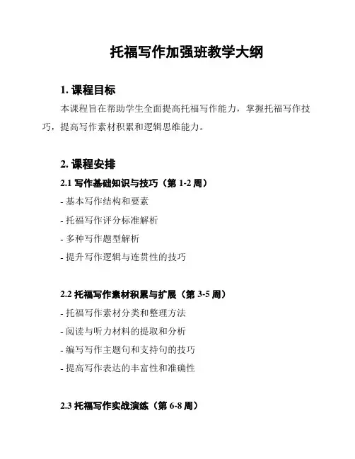 托福写作加强班教学大纲