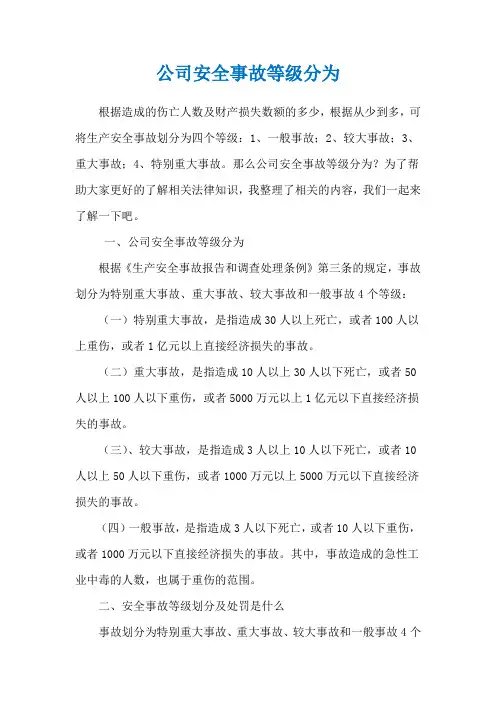 公司安全事故等级分为