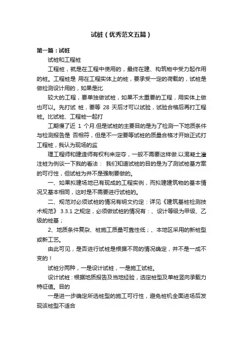 试桩（优秀范文五篇）
