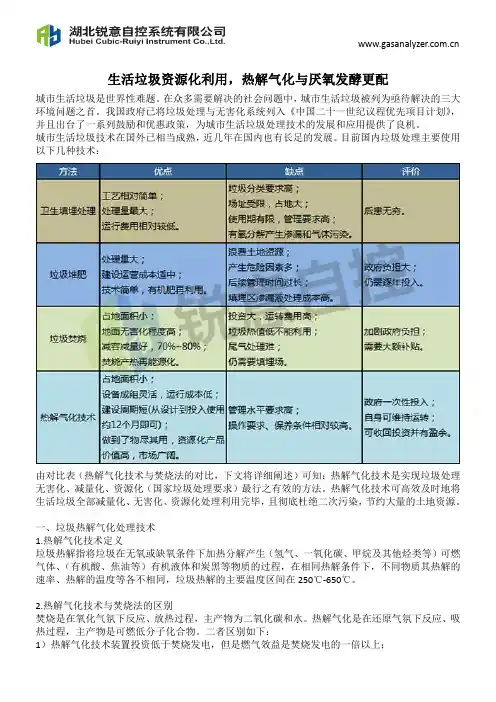 生活垃圾资源化利用,热解气化与沼气发电更配
