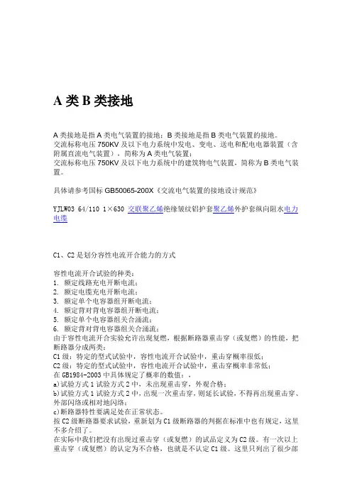 电力中的A类B类接地
