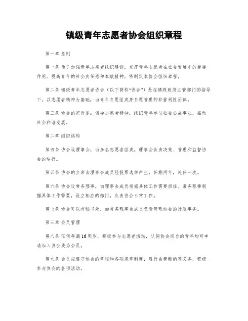 镇级青年志愿者协会组织章程
