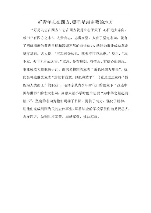 好青年志在四方,哪里是最需要的地方
